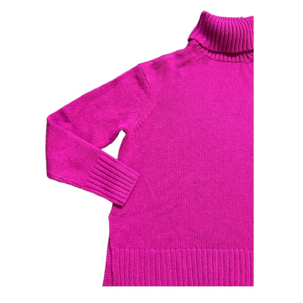 JOE FRESH Barbiecore Chunky Knit Hi-Lo Turtleneck Sweater S - Picture 4 of 10